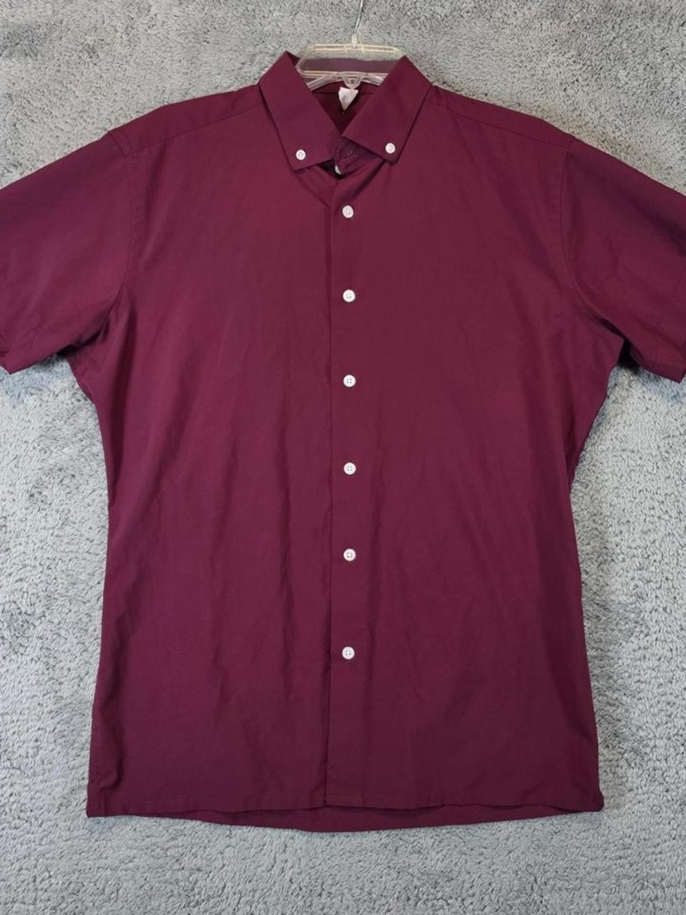 State & Liberty Short Sleeve Button-DownShirt - Mens M - Burgundy